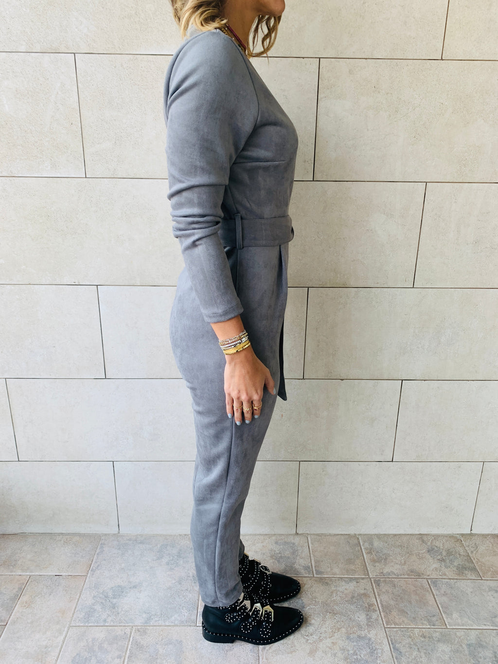 grey Suede Jumpsuit