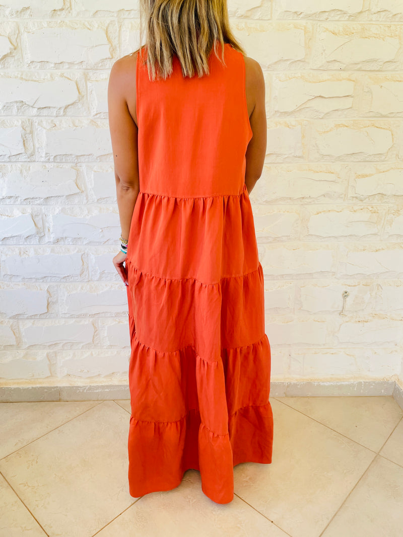 Rust Maxi Tiered Dress