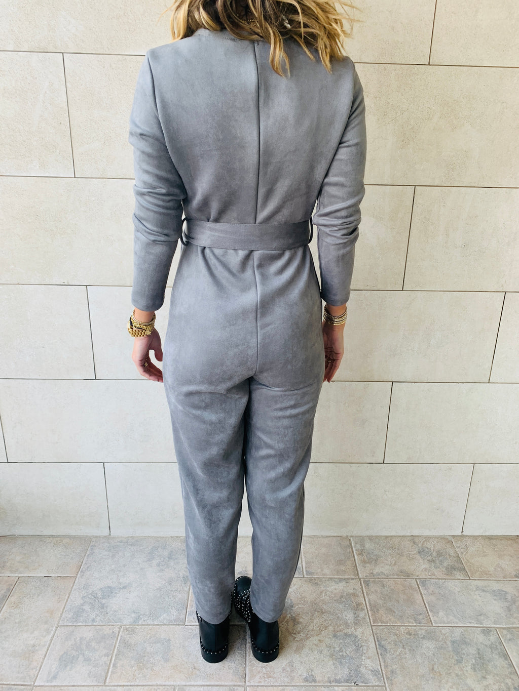 grey Suede Jumpsuit