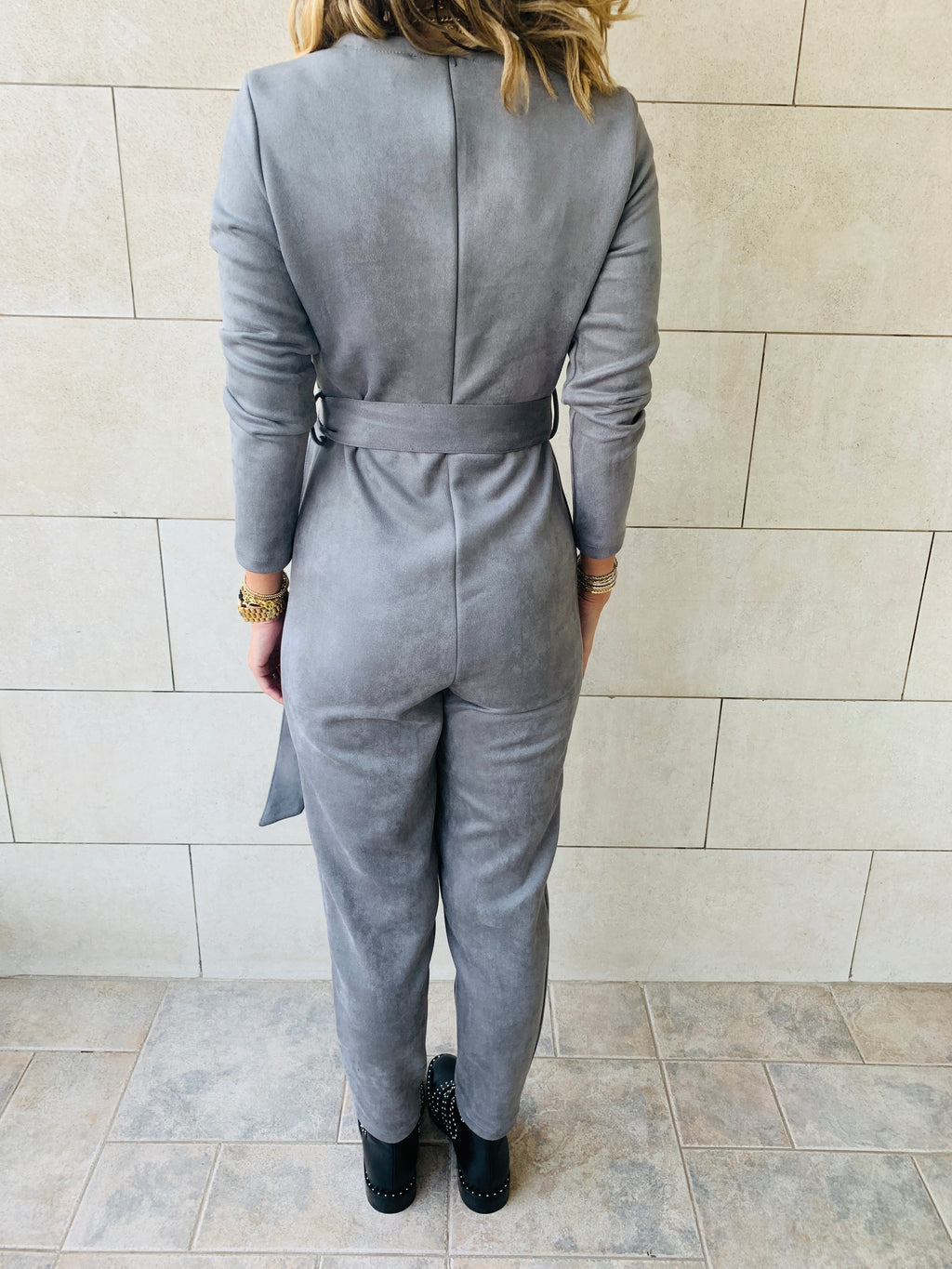 grey Suede Jumpsuit
