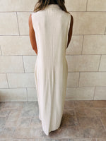 Beige Sleeveless Linen City Dress