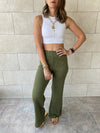 Olive Knit Flare Pants