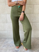 Olive Knit Flare Pants
