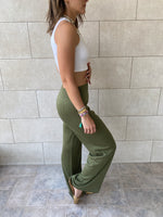 Olive Knit Flare Pants