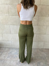 Olive Knit Flare Pants