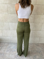 Olive Knit Flare Pants