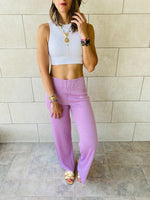Lilac Knit Flare Pants