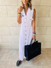 White Sleeveless Linen City Dress