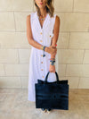 White Sleeveless Linen City Dress