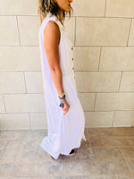 White Sleeveless Linen City Dress