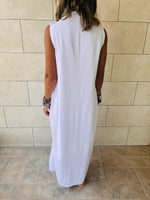 White Sleeveless Linen City Dress
