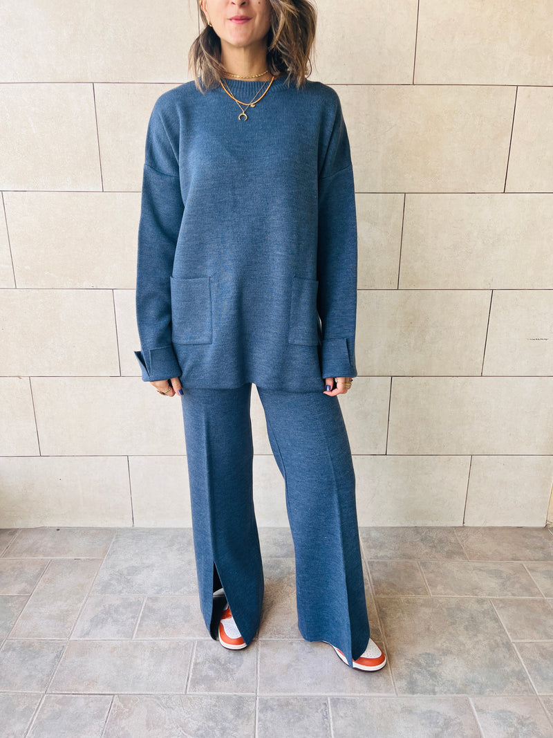 Navy Living In This Sweater Set