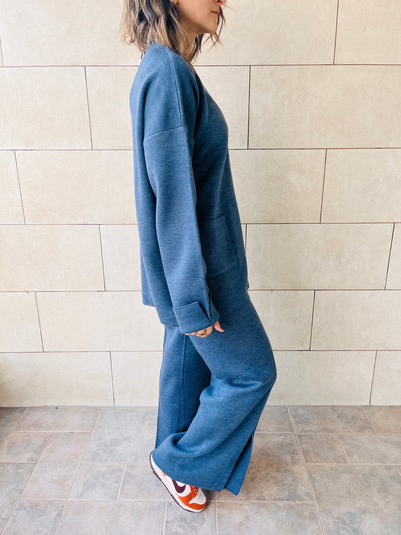 Navy Living In This Sweater Set