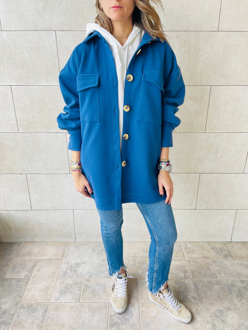 Blue Midi Shacket