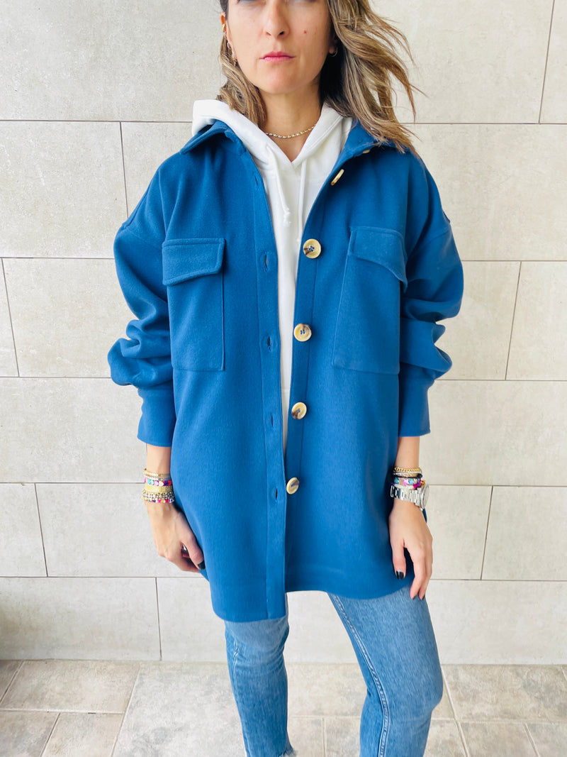 Blue Midi Shacket
