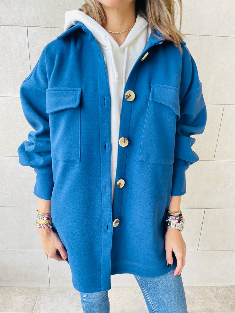 Blue Midi Shacket