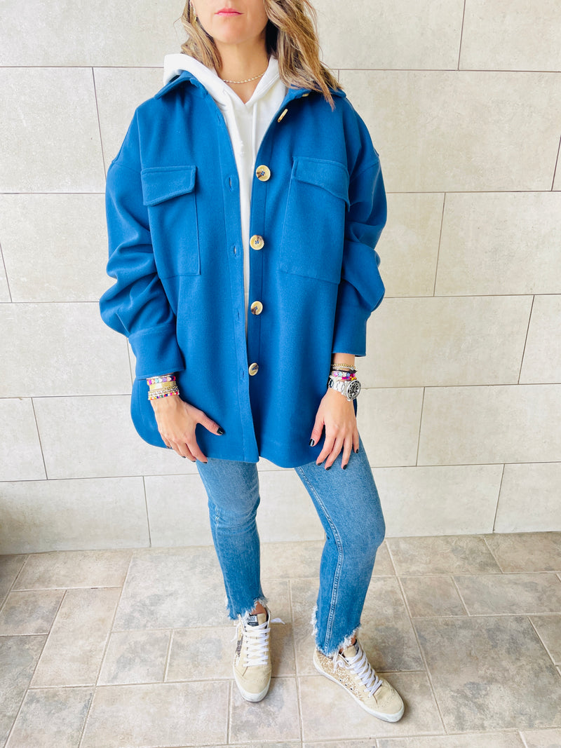 Blue Midi Shacket