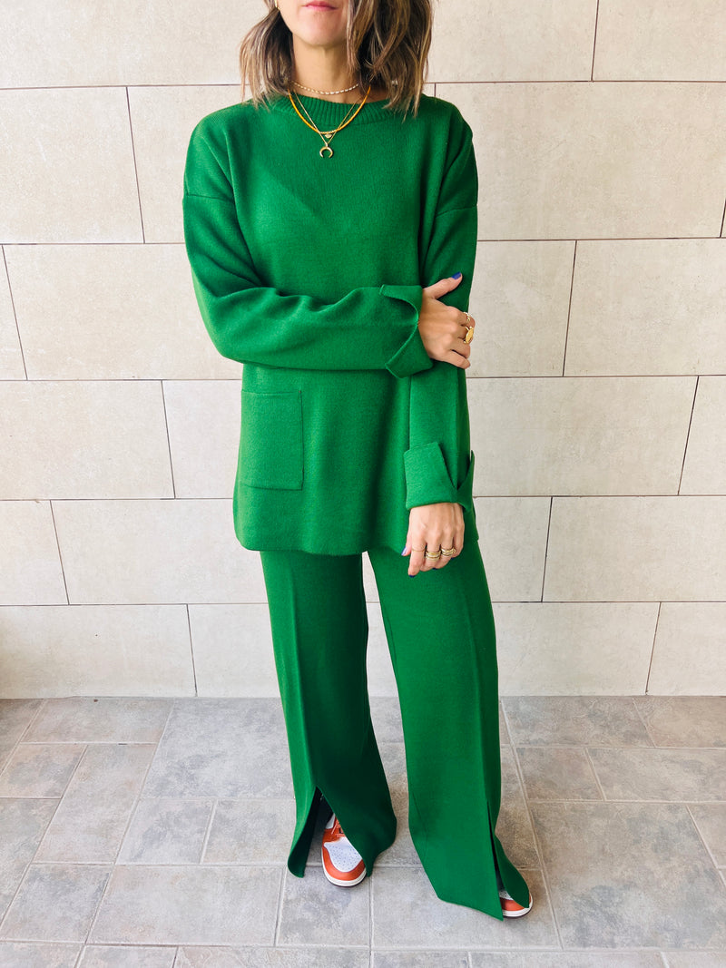 Green Living In This Sweater Set