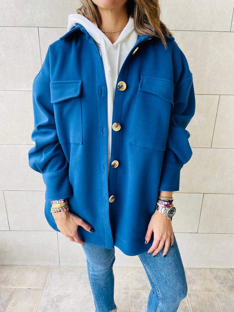 Blue Midi Shacket