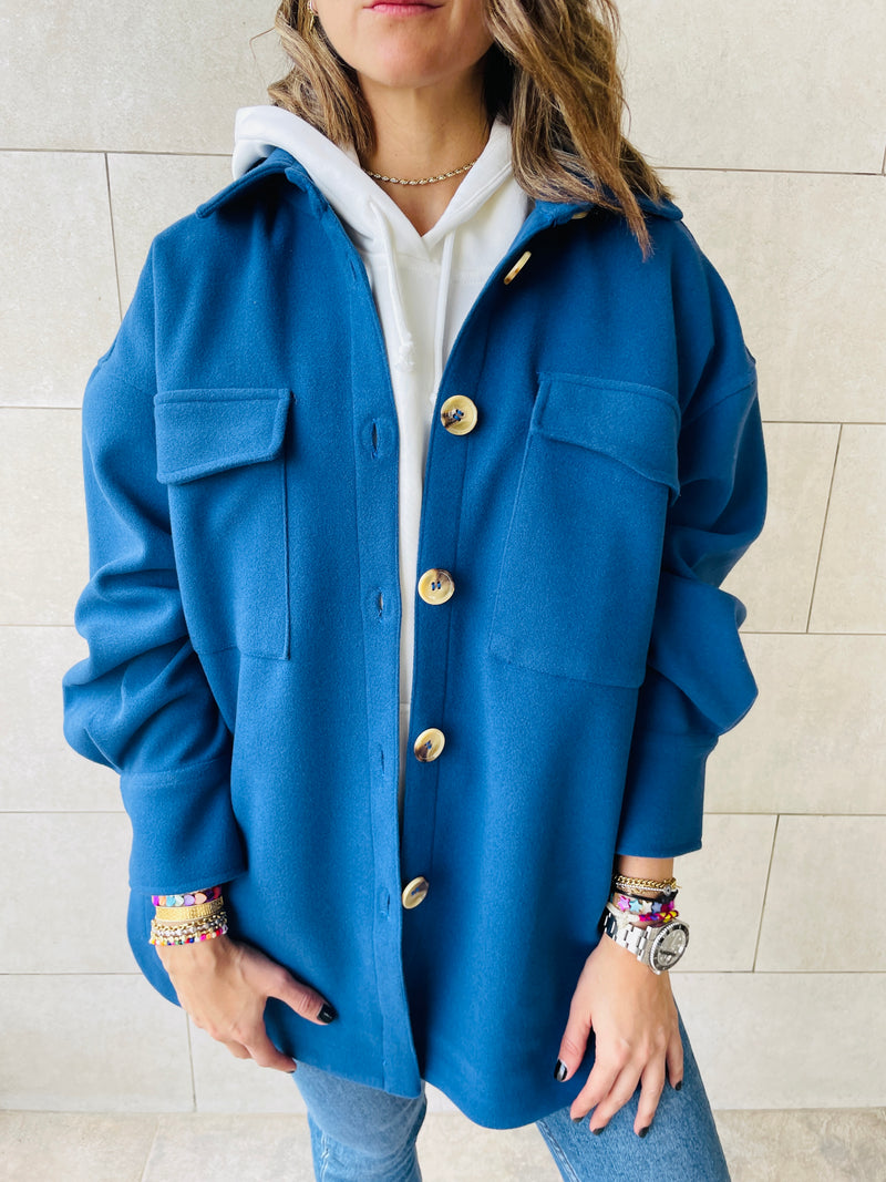 Blue Midi Shacket