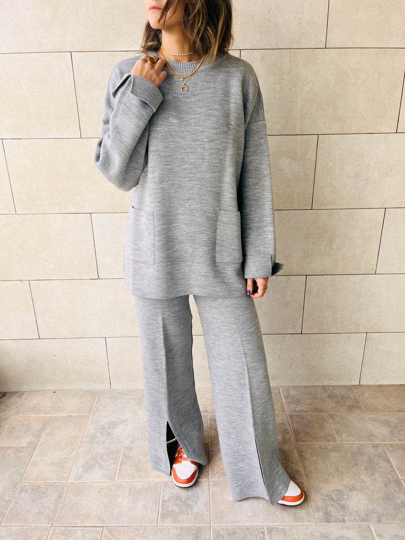 Grey Living In This Sweater Set