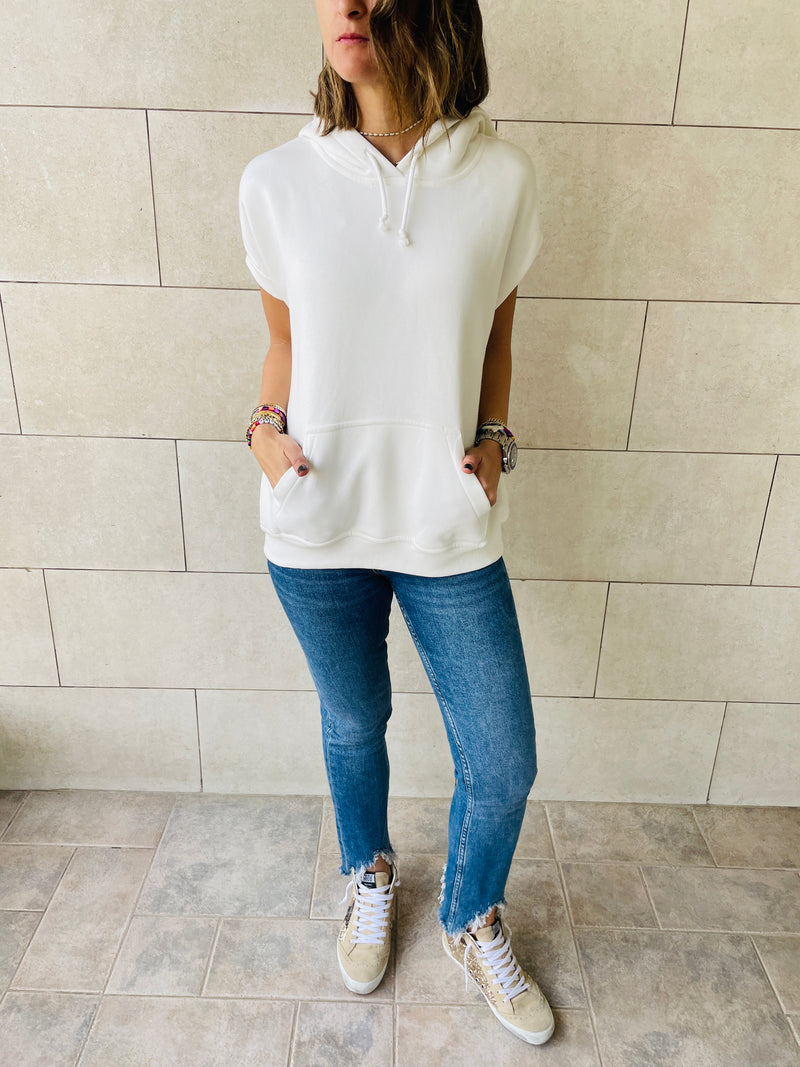White Short Sleeve Sweatshirt