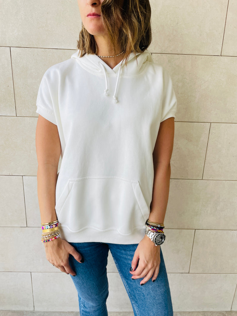 White Short Sleeve Sweatshirt