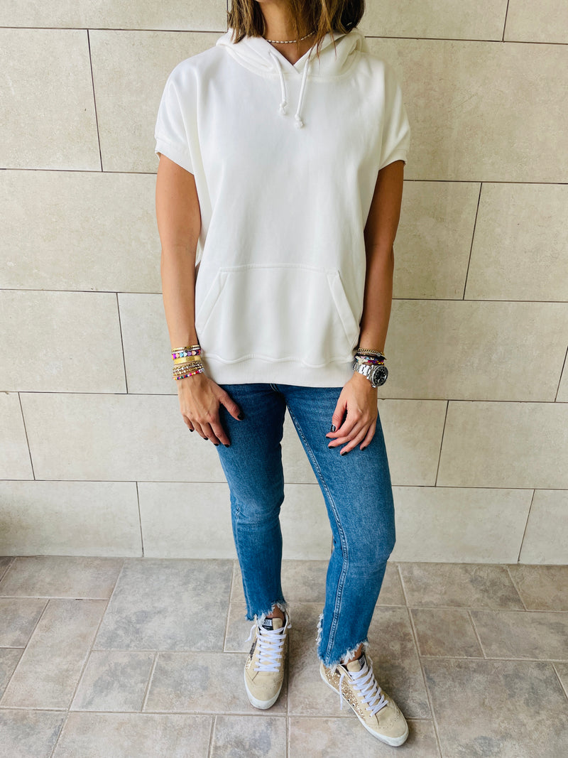 White Short Sleeve Sweatshirt