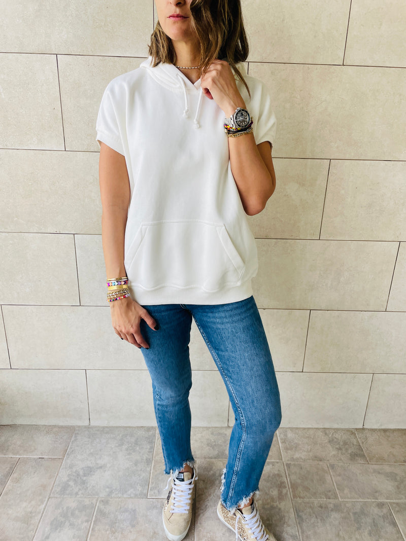 White Short Sleeve Sweatshirt