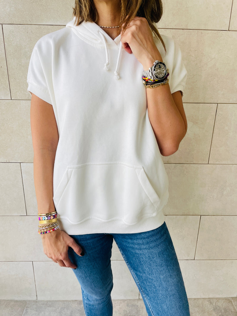 White Short Sleeve Sweatshirt