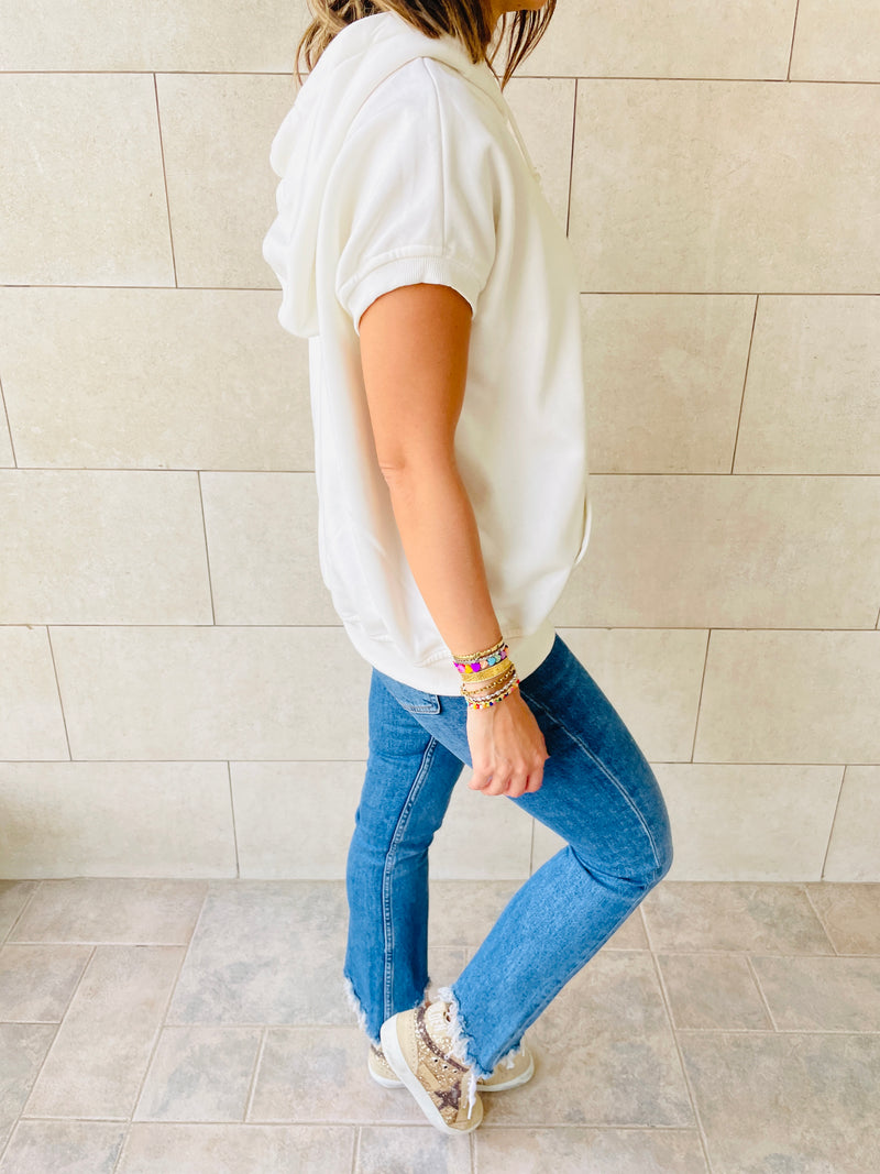 White Short Sleeve Sweatshirt