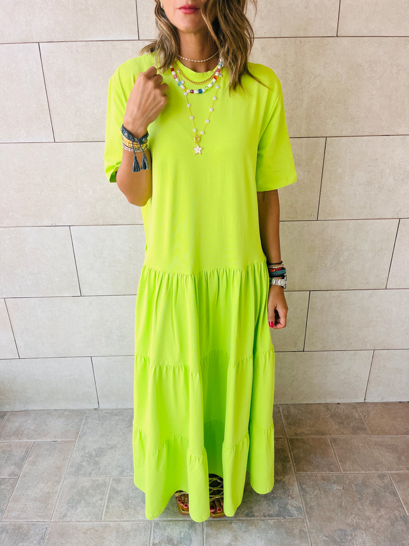 Lime Tiered City Dress