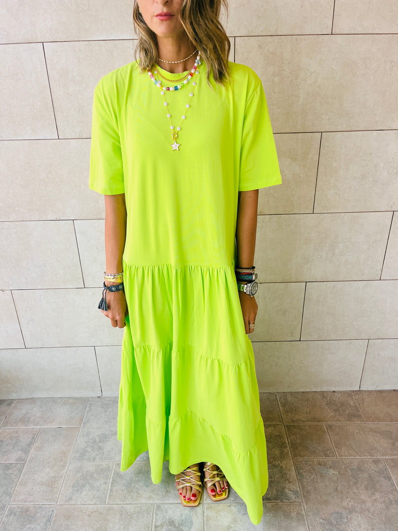 Lime Tiered City Dress