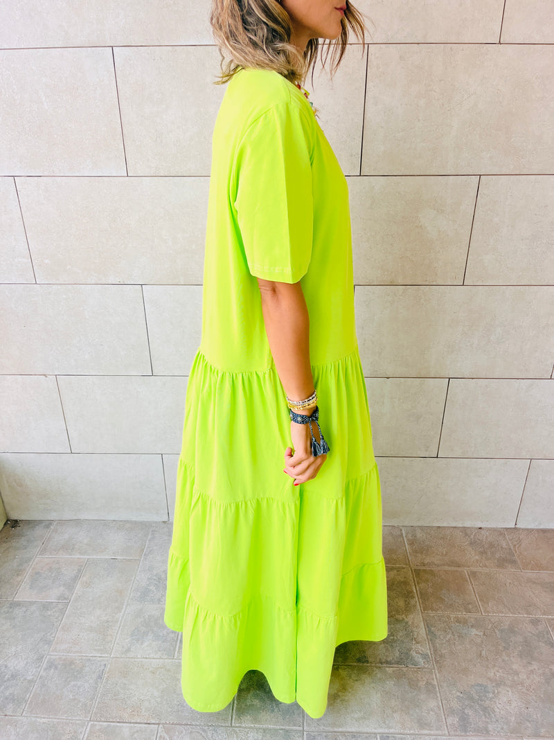 Lime Tiered City Dress