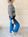 Black Lets Play Chess Cropped Cardigan