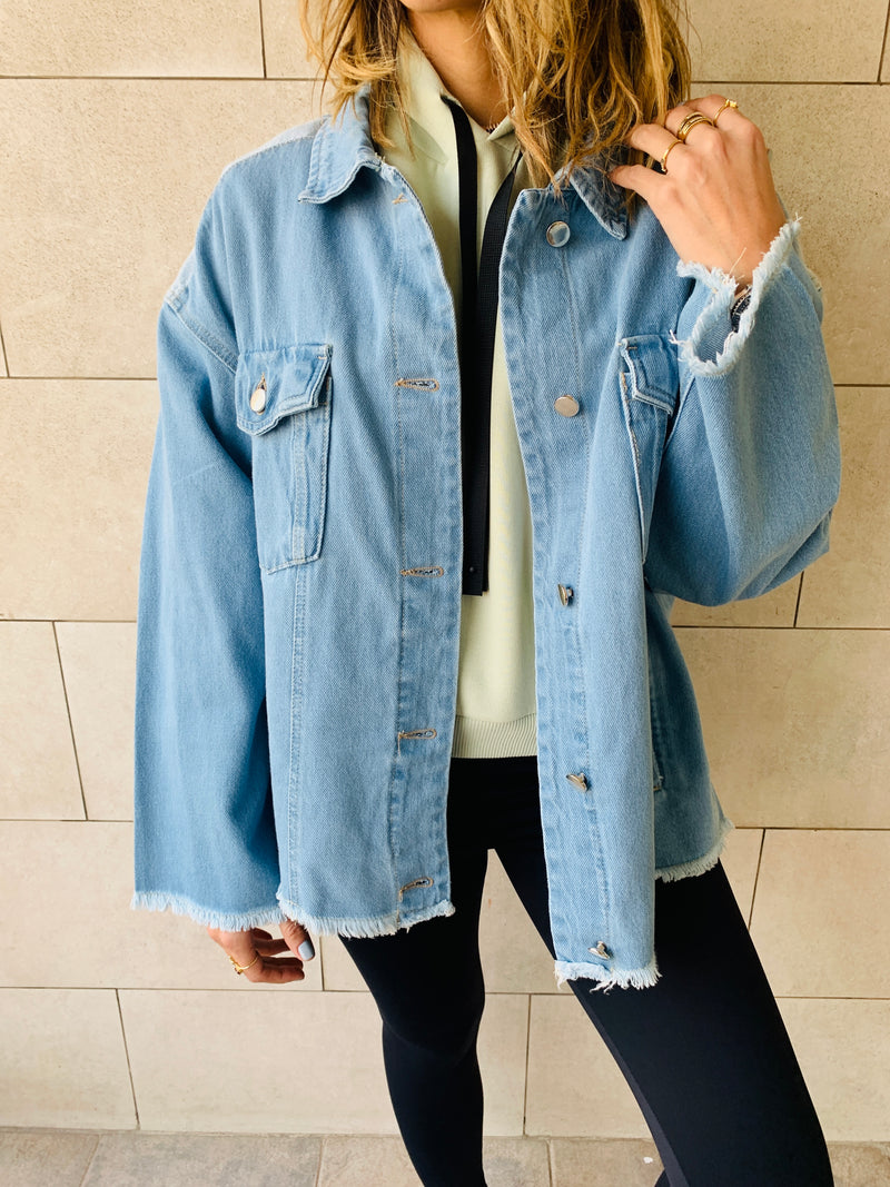 Denim Frayed Over Shirt