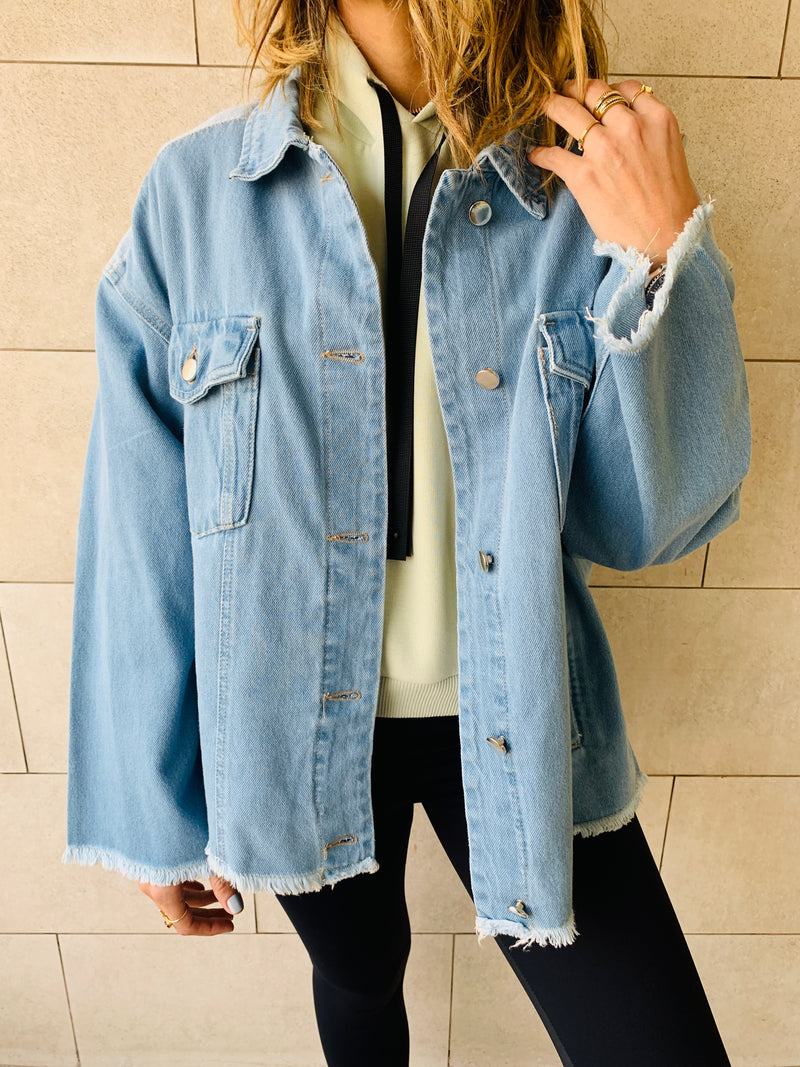 Denim Frayed Over Shirt