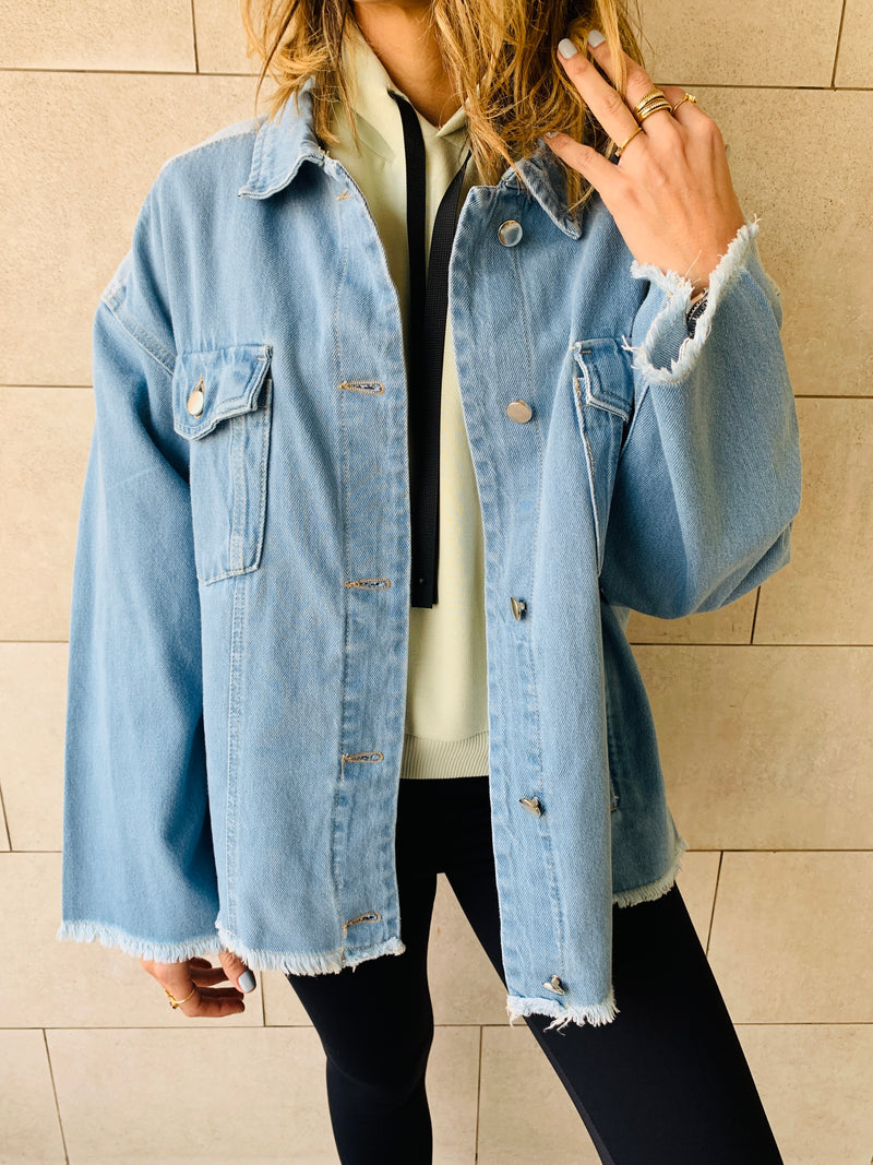 Denim Frayed Over Shirt