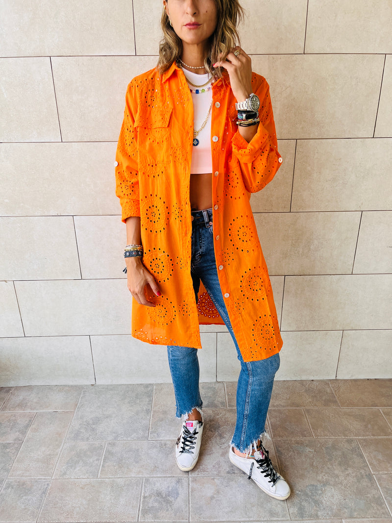 Orange Anglaise Long Shirt