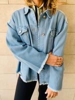 Denim Frayed Over Shirt