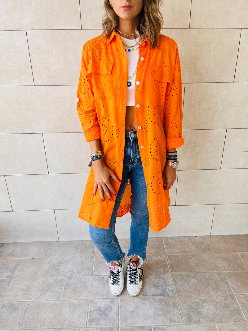 Orange Anglaise Long Shirt