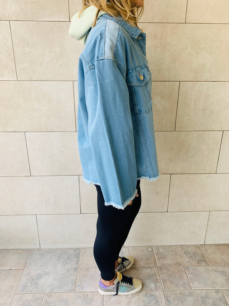 Denim Frayed Over Shirt