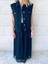 Black Denim Cropped Vest