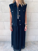 Black Denim Cropped Vest