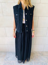 Black Denim Cropped Vest