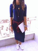 Fall Navy Midi Sweat Dress