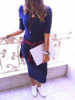 Fall Navy Midi Sweat Dress