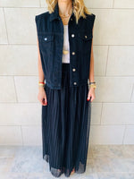 Black Denim Cropped Vest