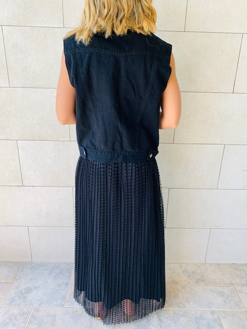 Black Denim Cropped Vest