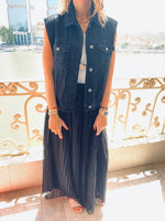 Black Denim Cropped Vest